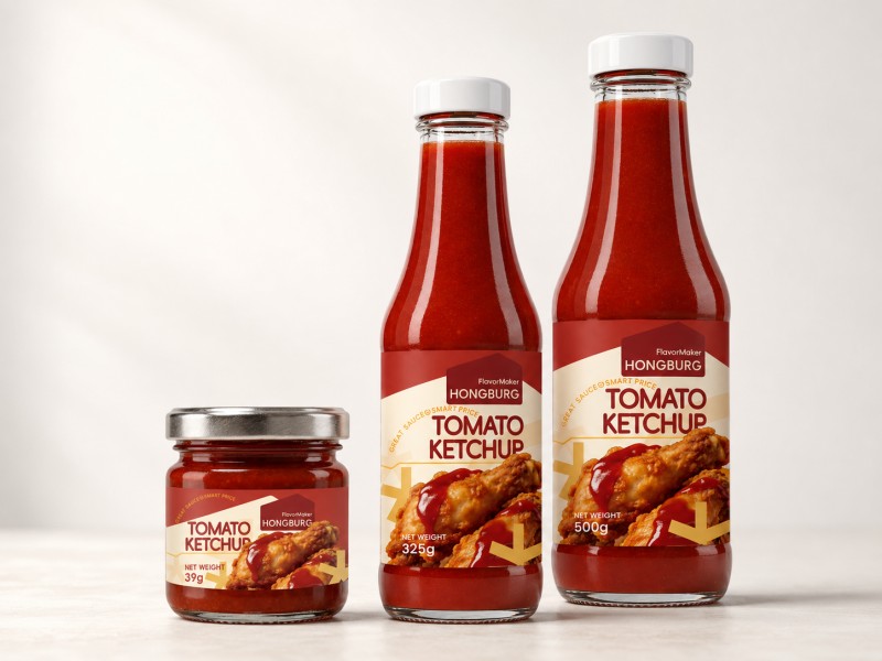 Pomidorowy ketchup w szklanej butelce