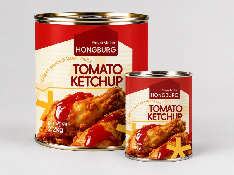 Ketchup pomidorowy w blaszanej puszce